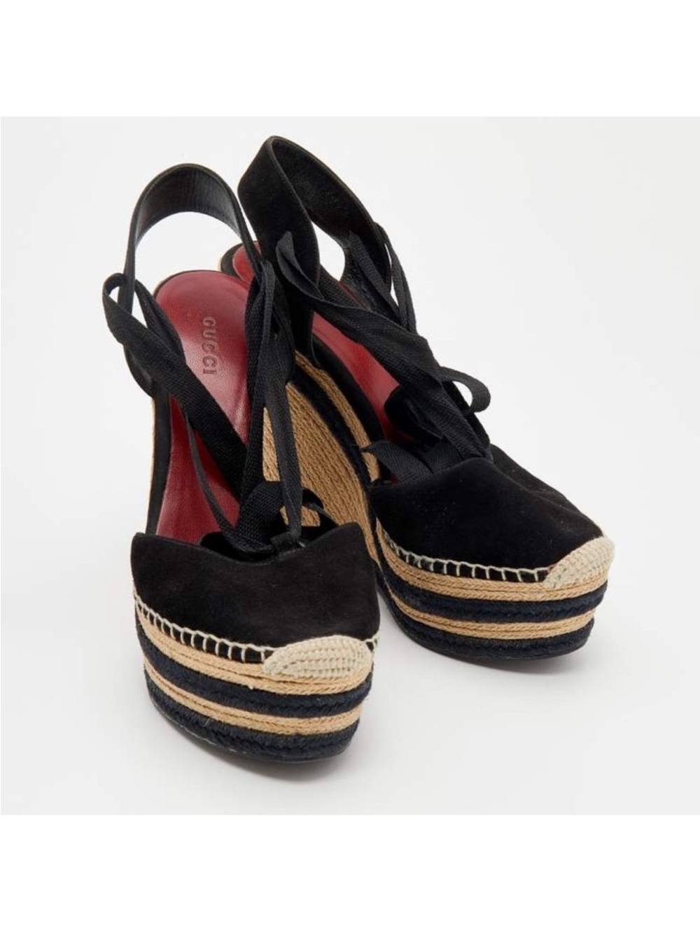 AUTHENTIC GUCCI BLACK SUEDE WEDGES - Picture 7 of 7